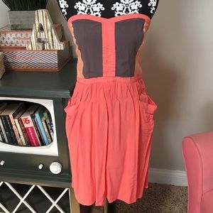 Xhilaration Strapless Dress w/ Pockets Coral/Gray